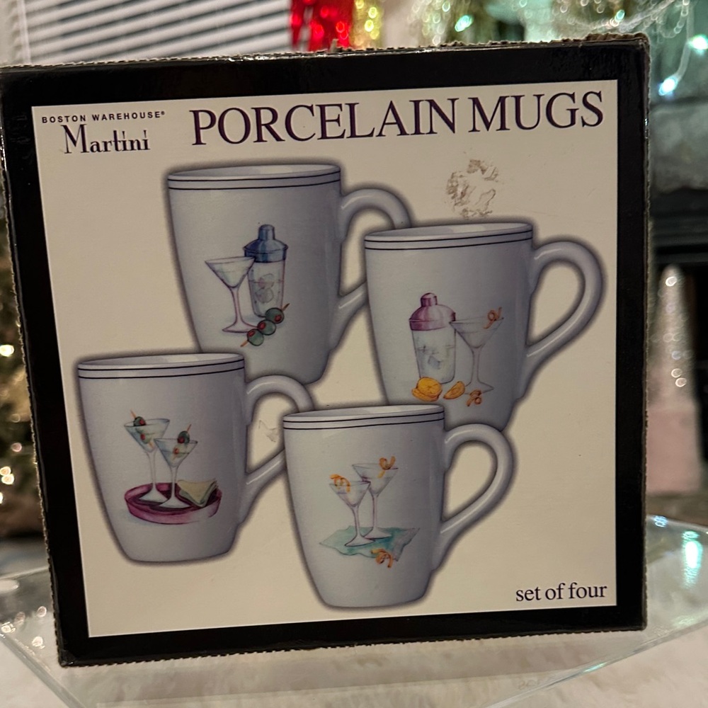 Boston Warehouse Martini porcelain mugs